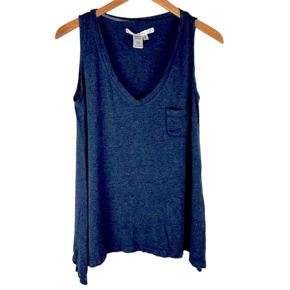 Max Studio Loose Fit V Neck Tank Top Small Navy Blue - Picture 2 of 7